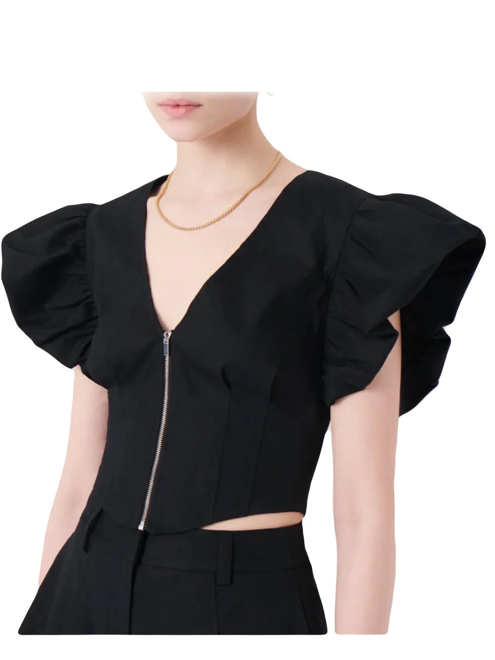 Derek Lam 10 Crosby Genna Balloon pleated sleeve bustier top 0
